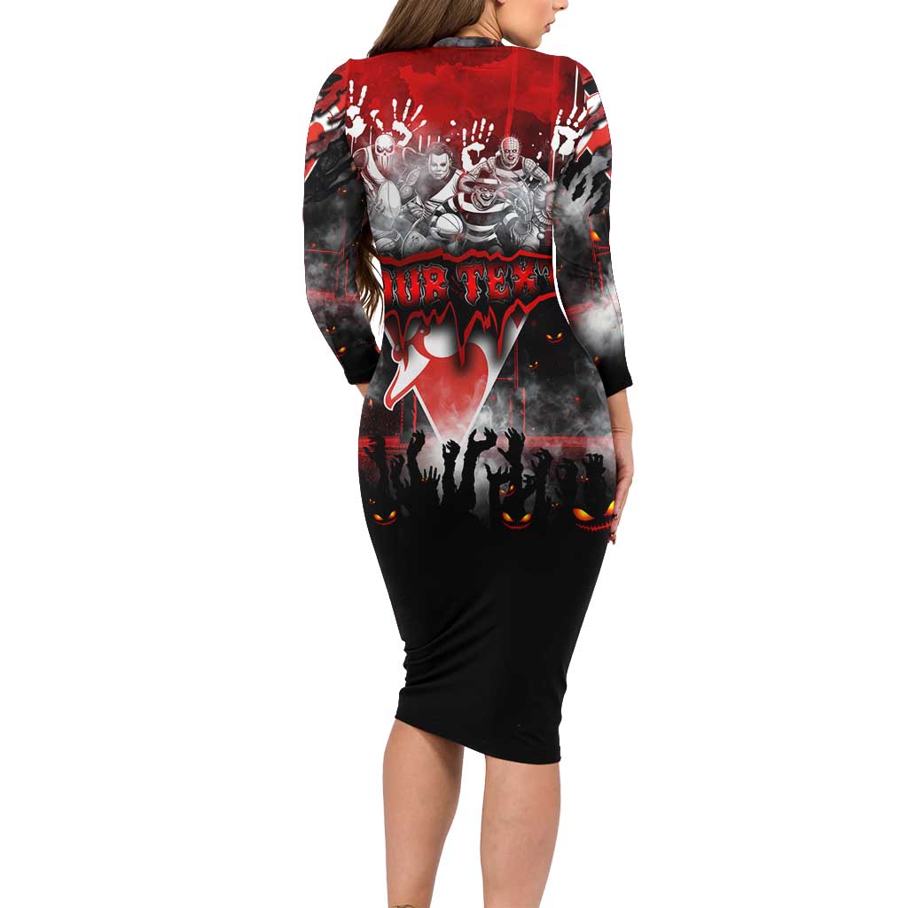 Step Into Horror Domain Swans Football Long Sleeve Bodycon Dress Halloween Horror Movie Characters - Aussie Hoodie