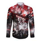 Step Into Horror Domain Swans Football Long Sleeve Button Shirt Halloween Horror Movie Characters - Aussie Hoodie