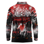 Step Into Horror Domain Swans Football Long Sleeve Polo Shirt Halloween Horror Movie Characters - Aussie Hoodie
