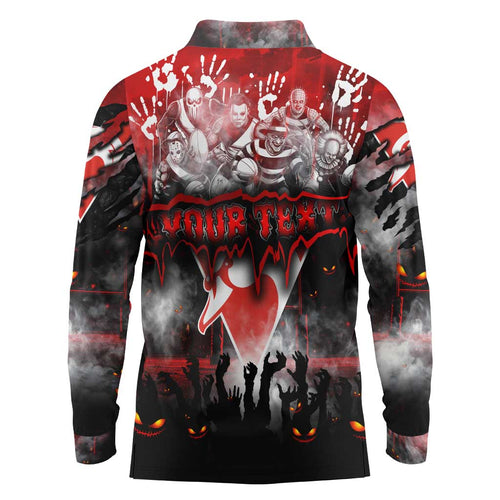 Step Into Horror Domain Swans Football Long Sleeve Polo Shirt Halloween Horror Movie Characters - Aussie Hoodie