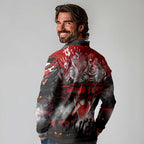 Step Into Horror Domain Swans Football Long Sleeve Polo Shirt Halloween Horror Movie Characters - Aussie Hoodie
