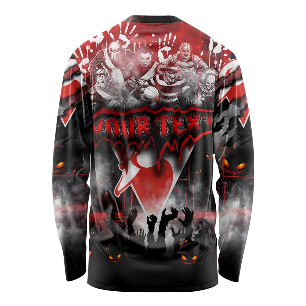 Step Into Horror Domain Swans Football Long Sleeve Shirt Halloween Horror Movie Characters - Aussie Hoodie
