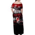 Step Into Horror Domain Swans Football Off Shoulder Maxi Dress Halloween Horror Movie Characters - Aussie Hoodie