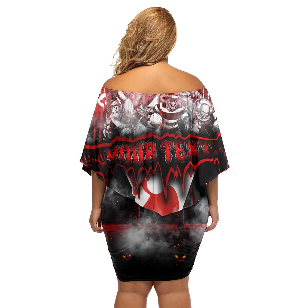Step Into Horror Domain Swans Football Off Shoulder Short Dress Halloween Horror Movie Characters - Aussie Hoodie