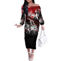 Step Into Horror Domain Swans Football Off The Shoulder Long Sleeve Dress Halloween Horror Movie Characters - Aussie Hoodie