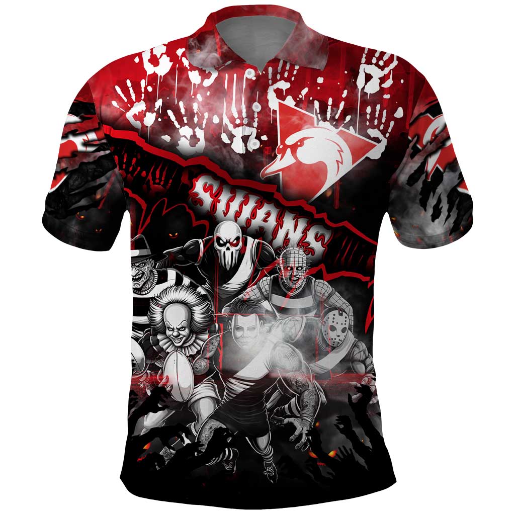 Step Into Horror Domain Swans Football Polo Shirt Halloween Horror Movie Characters - Aussie Hoodie