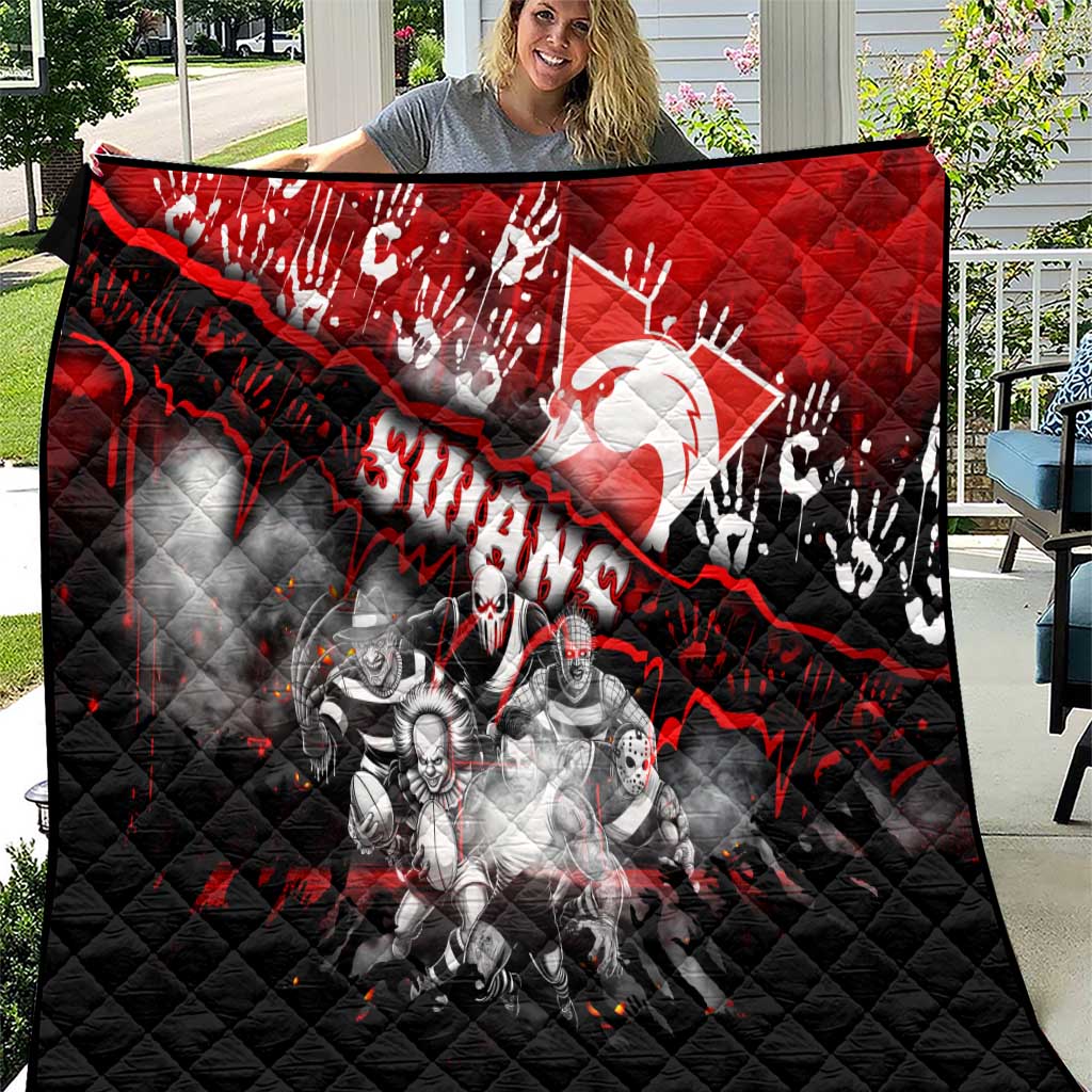 Step Into Horror Domain Swans Football Quilt Halloween Horror Movie Characters - Aussie Hoodie