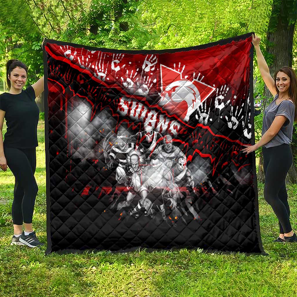 Step Into Horror Domain Swans Football Quilt Halloween Horror Movie Characters - Aussie Hoodie