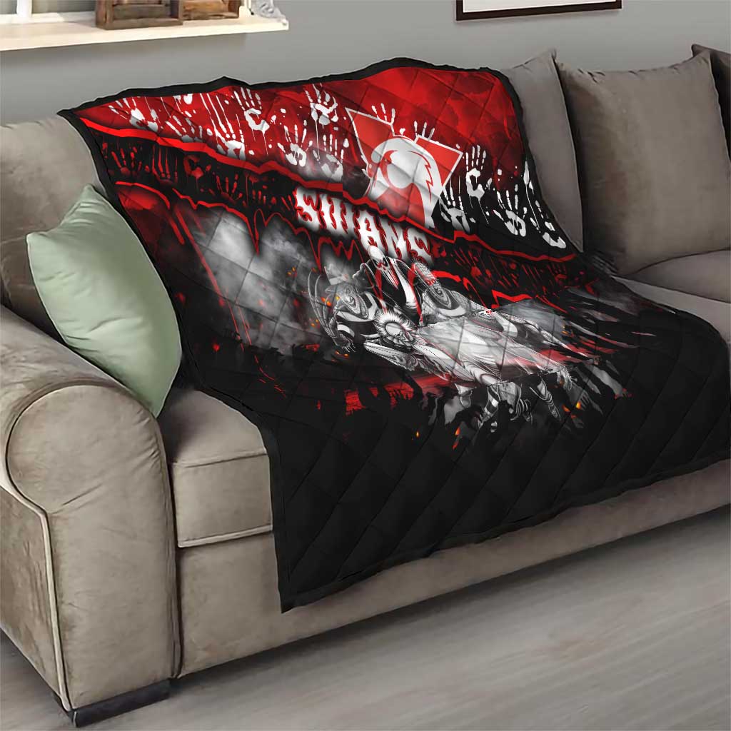 Step Into Horror Domain Swans Football Quilt Halloween Horror Movie Characters - Aussie Hoodie