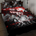 Step Into Horror Domain Swans Football Quilt Bed Set Halloween Horror Movie Characters - Aussie Hoodie