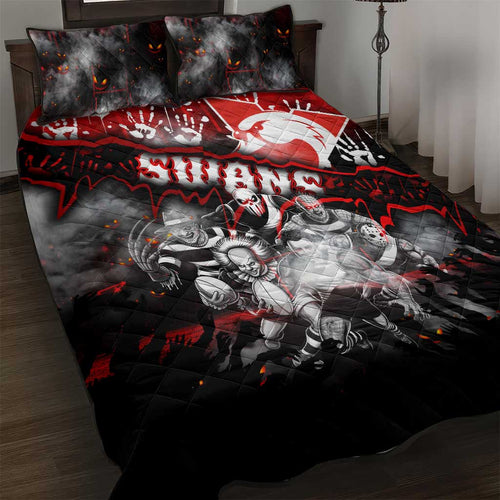 Step Into Horror Domain Swans Football Quilt Bed Set Halloween Horror Movie Characters - Aussie Hoodie