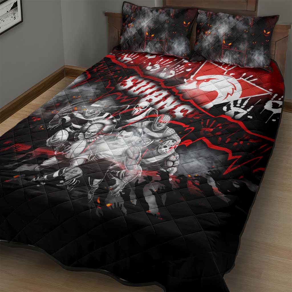 Step Into Horror Domain Swans Football Quilt Bed Set Halloween Horror Movie Characters - Aussie Hoodie