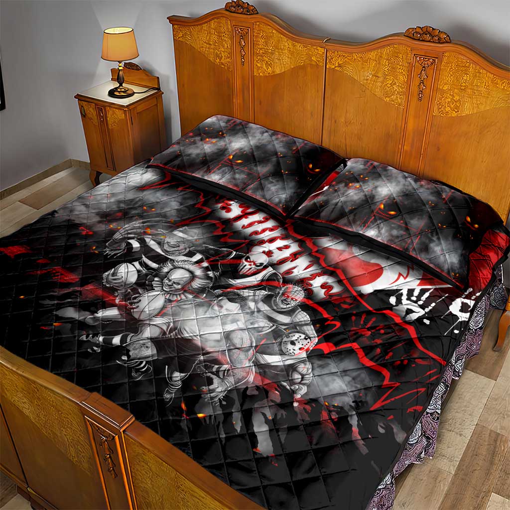 Step Into Horror Domain Swans Football Quilt Bed Set Halloween Horror Movie Characters - Aussie Hoodie