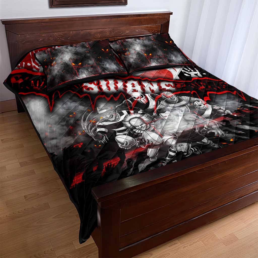 Step Into Horror Domain Swans Football Quilt Bed Set Halloween Horror Movie Characters - Aussie Hoodie