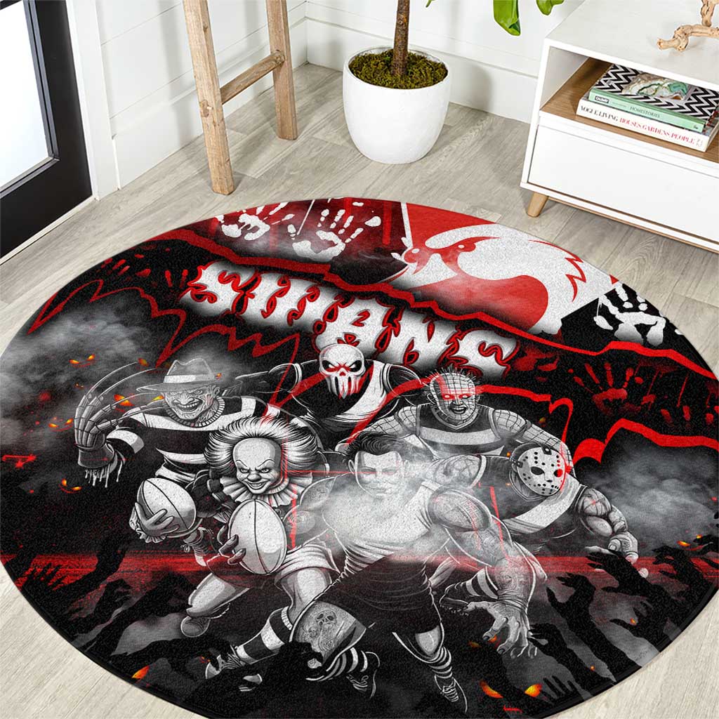 Step Into Horror Domain Swans Football Round Carpet Halloween Horror Movie Characters - Aussie Hoodie