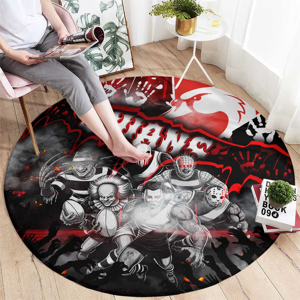 Step Into Horror Domain Swans Football Round Carpet Halloween Horror Movie Characters - Aussie Hoodie
