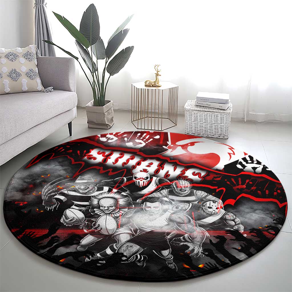 Step Into Horror Domain Swans Football Round Carpet Halloween Horror Movie Characters - Aussie Hoodie
