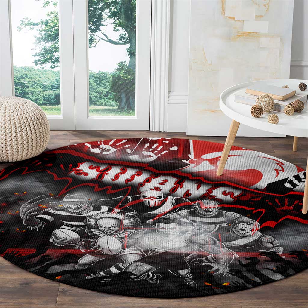 Step Into Horror Domain Swans Football Round Carpet Halloween Horror Movie Characters - Aussie Hoodie