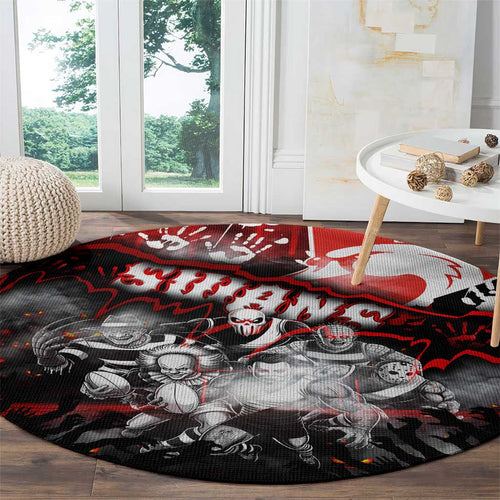 Step Into Horror Domain Swans Football Round Carpet Halloween Horror Movie Characters - Aussie Hoodie