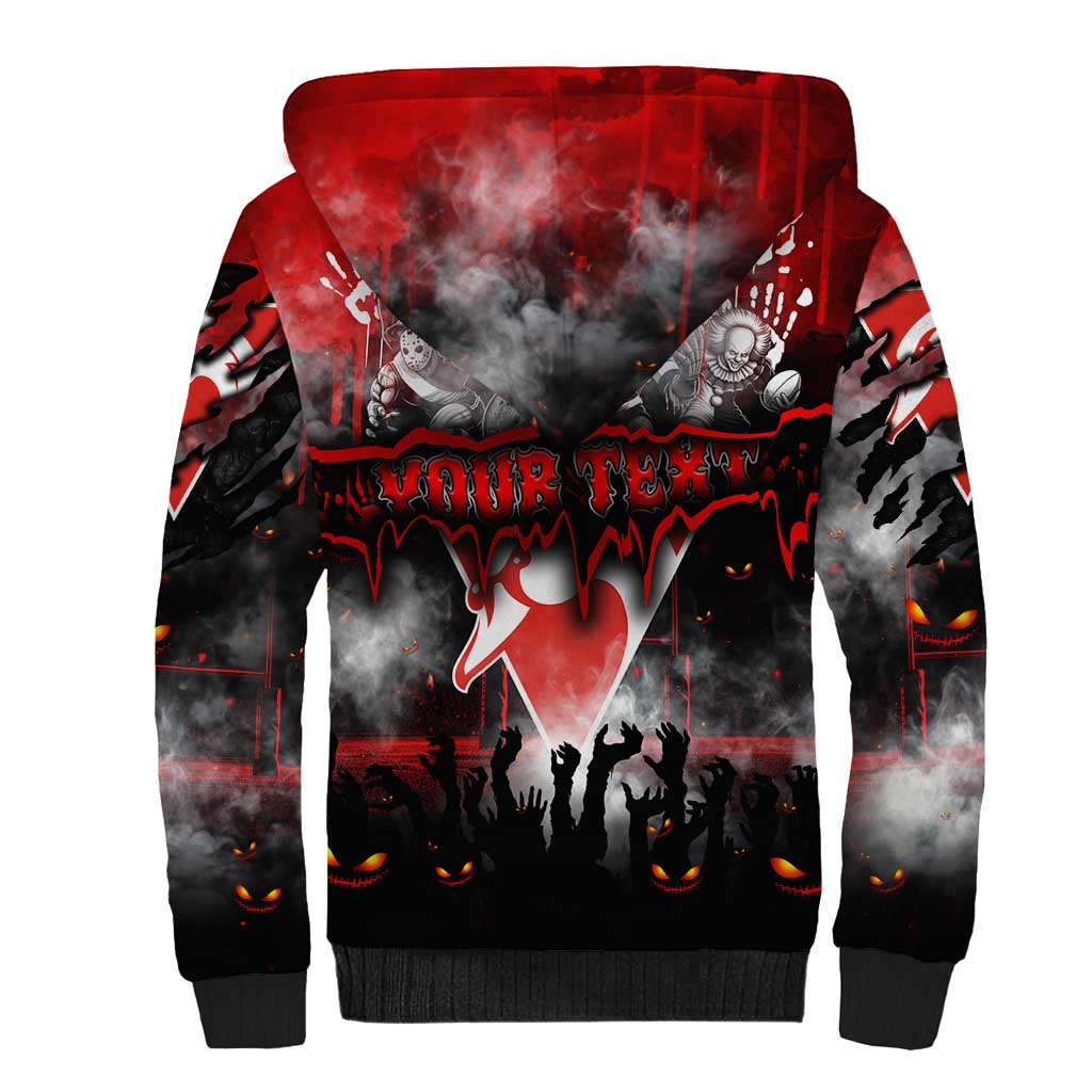 Step Into Horror Domain Swans Football Sherpa Hoodie Halloween Horror Movie Characters - Aussie Hoodie
