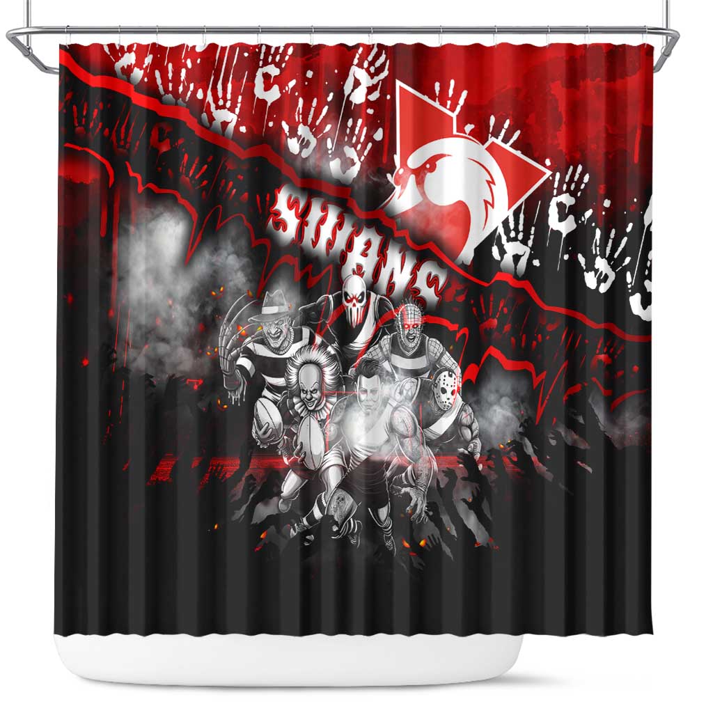Step Into Horror Domain Swans Football Shower Curtain Halloween Horror Movie Characters - Aussie Hoodie