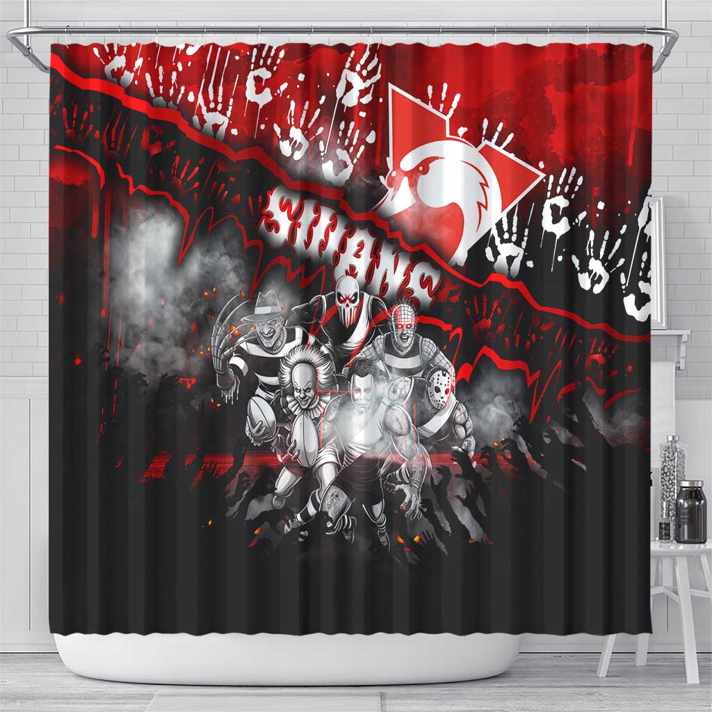 Step Into Horror Domain Swans Football Shower Curtain Halloween Horror Movie Characters - Aussie Hoodie