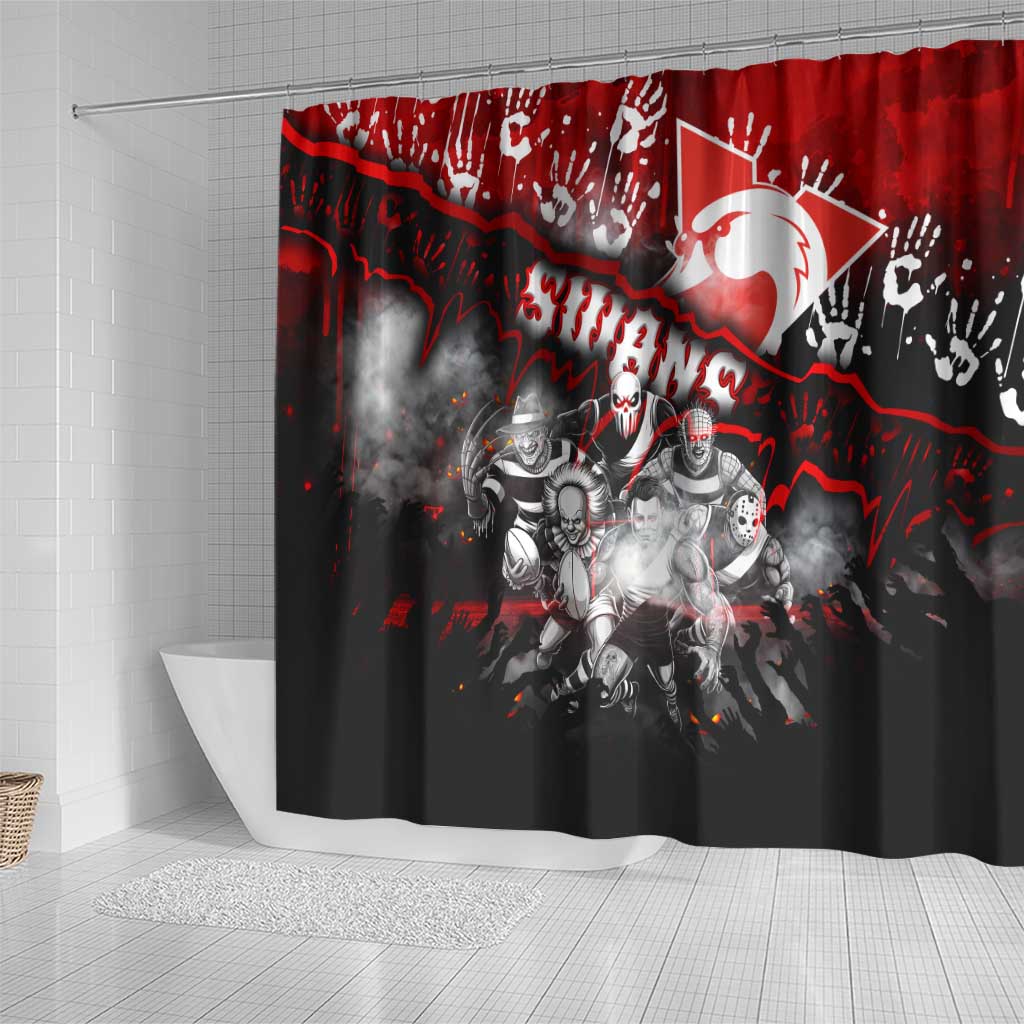 Step Into Horror Domain Swans Football Shower Curtain Halloween Horror Movie Characters - Aussie Hoodie