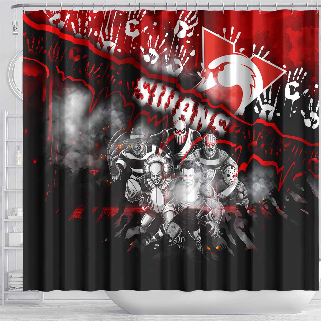 Step Into Horror Domain Swans Football Shower Curtain Halloween Horror Movie Characters - Aussie Hoodie
