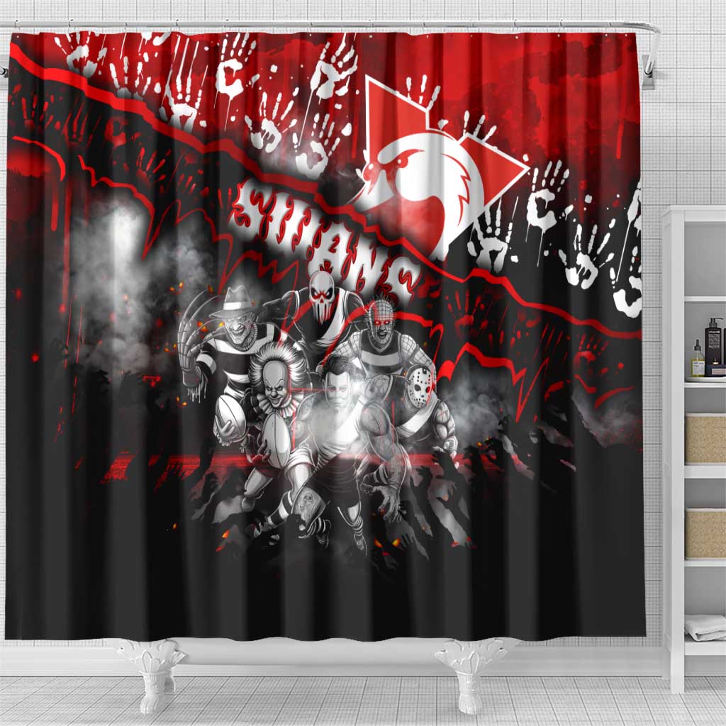 Step Into Horror Domain Swans Football Shower Curtain Halloween Horror Movie Characters - Aussie Hoodie