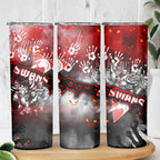 Step Into Horror Domain Swans Football Skinny Tumbler Halloween Horror Movie Characters - Aussie Hoodie