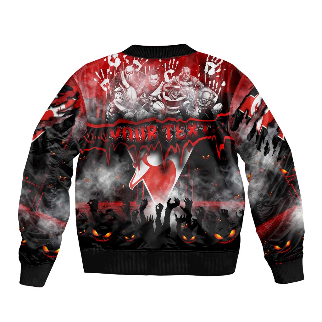 Step Into Horror Domain Swans Football Sleeve Zip Bomber Jacket Halloween Horror Movie Characters - Aussie Hoodie