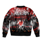 Step Into Horror Domain Swans Football Sleeve Zip Bomber Jacket Halloween Horror Movie Characters - Aussie Hoodie