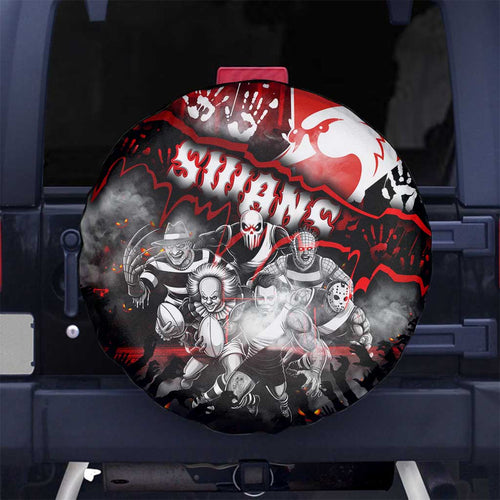 Step Into Horror Domain Swans Football Spare Tire Cover Halloween Horror Movie Characters - Aussie Hoodie