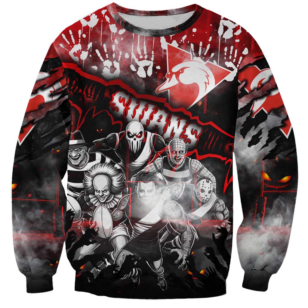 Step Into Horror Domain Swans Football Sweatshirt Halloween Horror Movie Characters - Aussie Hoodie