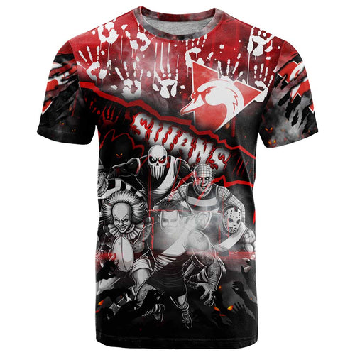 Step Into Horror Domain Swans Football T Shirt Halloween Horror Movie Characters - Aussie Hoodie