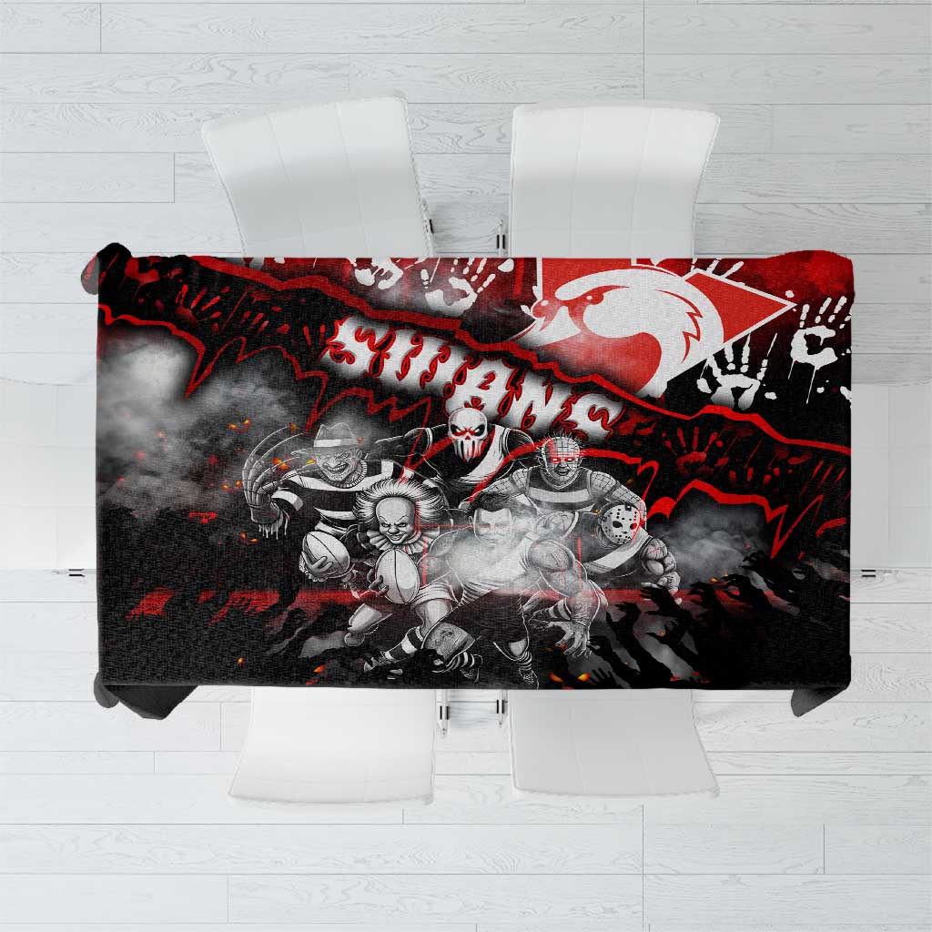 Step Into Horror Domain Swans Football Tablecloth Halloween Horror Movie Characters - Aussie Hoodie