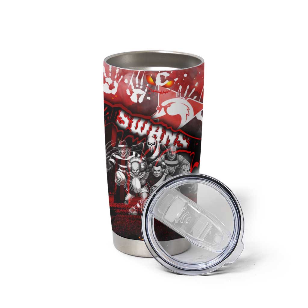 Step Into Horror Domain Swans Football Tumbler Cup Halloween Horror Movie Characters - Aussie Hoodie