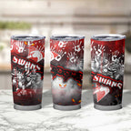 Step Into Horror Domain Swans Football Tumbler Cup Halloween Horror Movie Characters - Aussie Hoodie