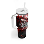Step Into Horror Domain Swans Football Tumbler With Handle Halloween Horror Movie Characters - Aussie Hoodie
