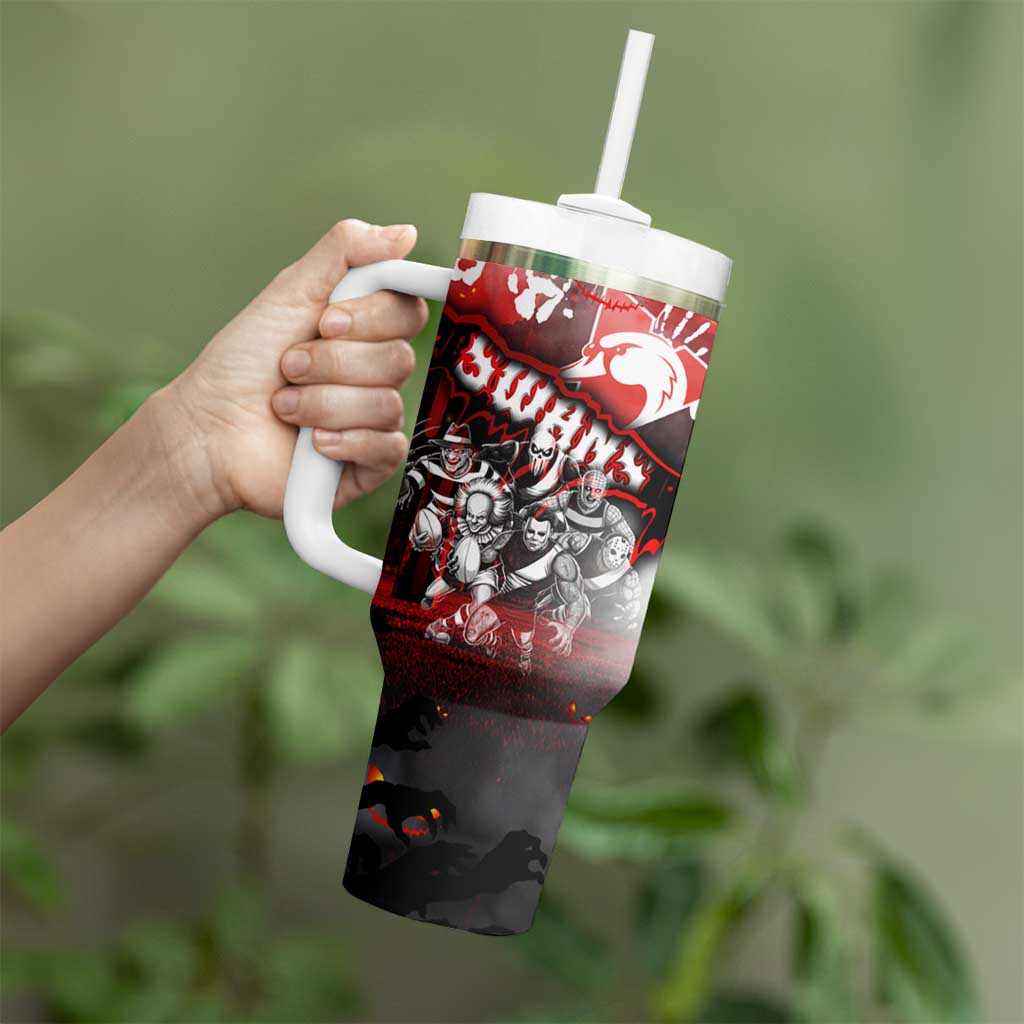 Step Into Horror Domain Swans Football Tumbler With Handle Halloween Horror Movie Characters - Aussie Hoodie