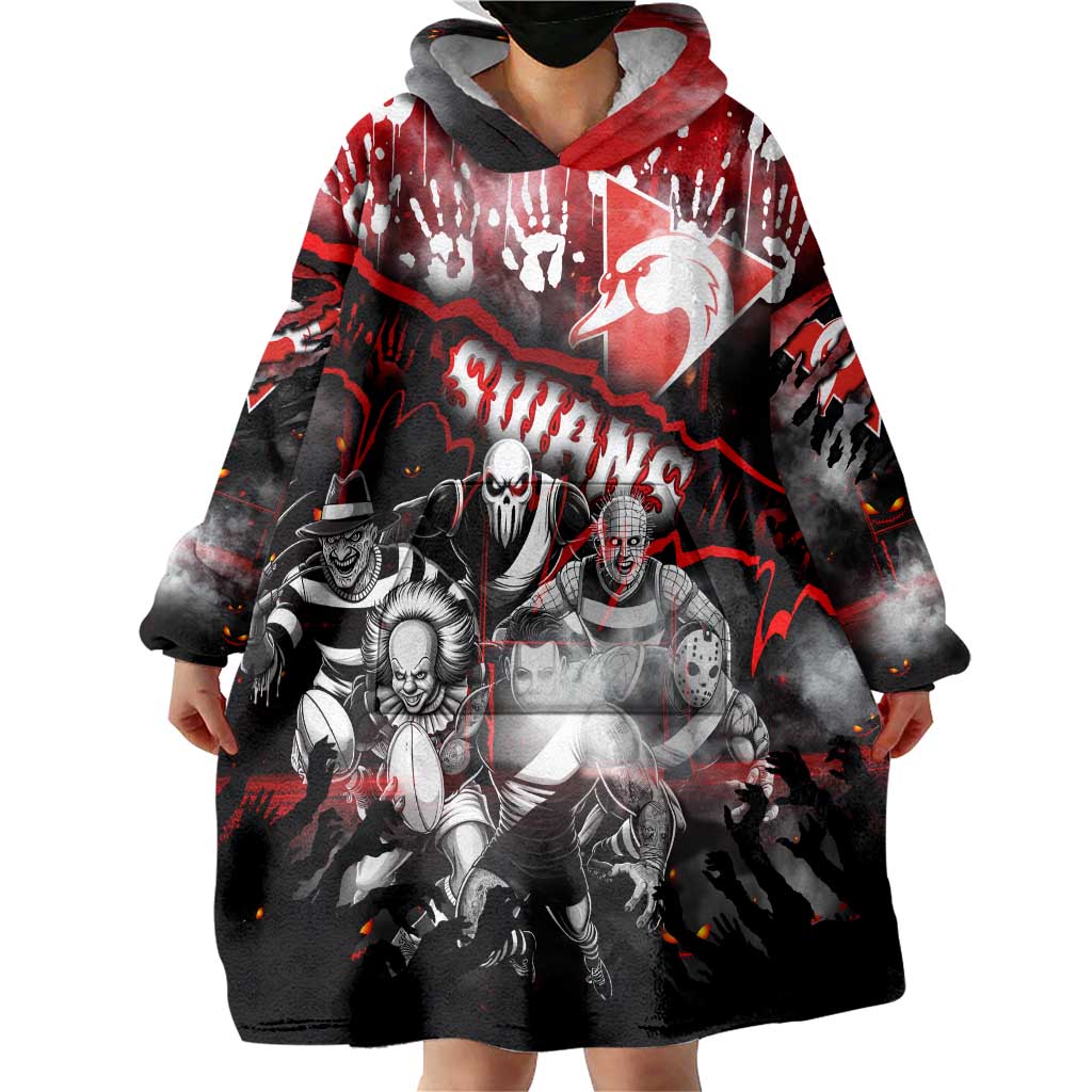 Step Into Horror Domain Swans Football Wearable Blanket Hoodie Halloween Horror Movie Characters - Aussie Hoodie