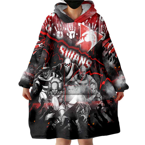 Step Into Horror Domain Swans Football Wearable Blanket Hoodie Halloween Horror Movie Characters - Aussie Hoodie