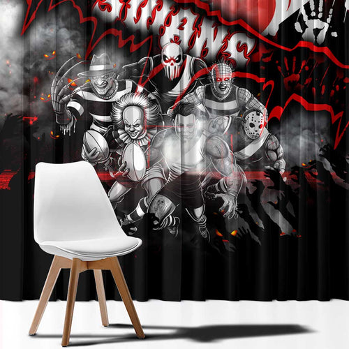 Step Into Horror Domain Swans Football Window Curtain Halloween Horror Movie Characters - Aussie Hoodie
