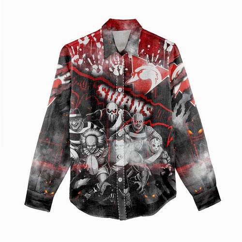 Step Into Horror Domain Swans Football Women Casual Shirt Halloween Horror Movie Characters - Aussie Hoodie