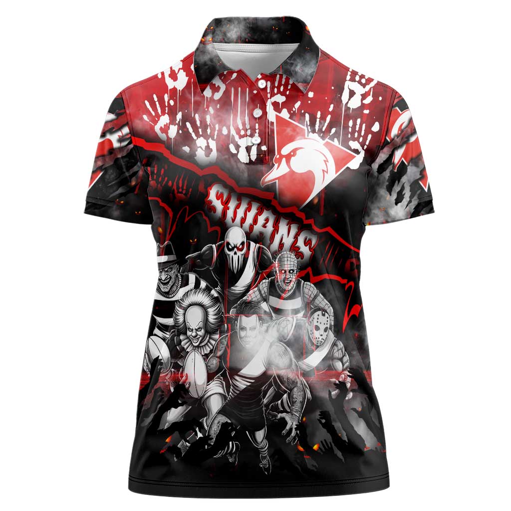 Step Into Horror Domain Swans Football Women Polo Shirt Halloween Horror Movie Characters - Aussie Hoodie