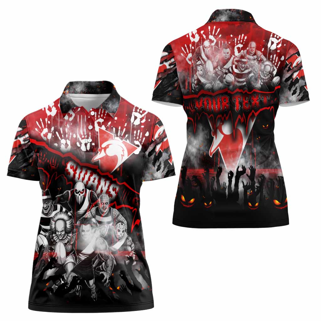 Step Into Horror Domain Swans Football Women Polo Shirt Halloween Horror Movie Characters - Aussie Hoodie