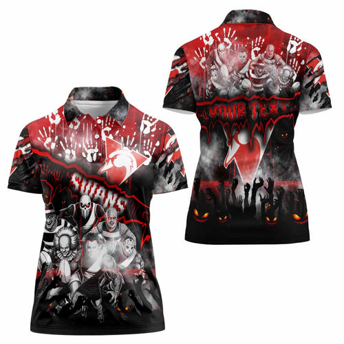 Step Into Horror Domain Swans Football Women Polo Shirt Halloween Horror Movie Characters - Aussie Hoodie