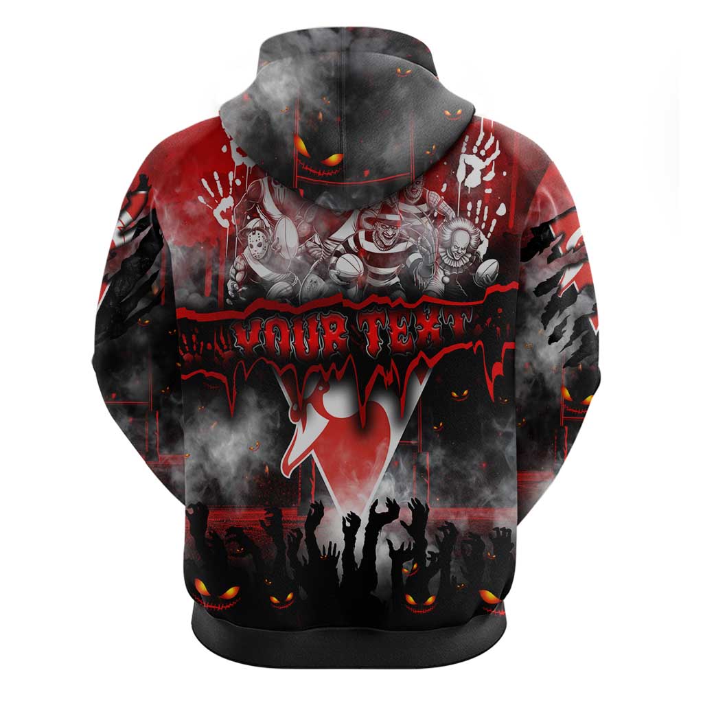 Step Into Horror Domain Swans Football Zip Hoodie Halloween Horror Movie Characters - Aussie Hoodie