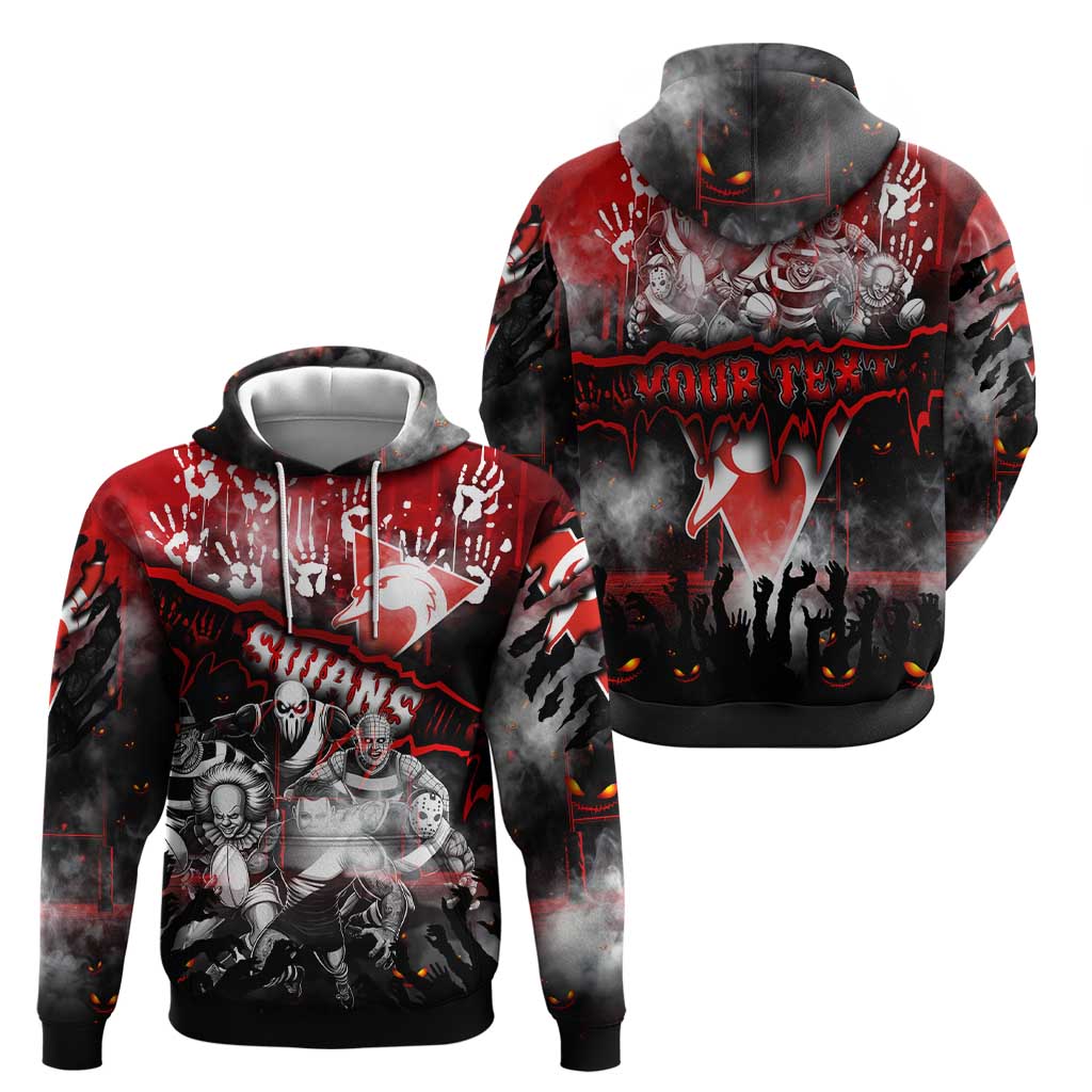 Step Into Horror Domain Swans Football Zip Hoodie Halloween Horror Movie Characters - Aussie Hoodie