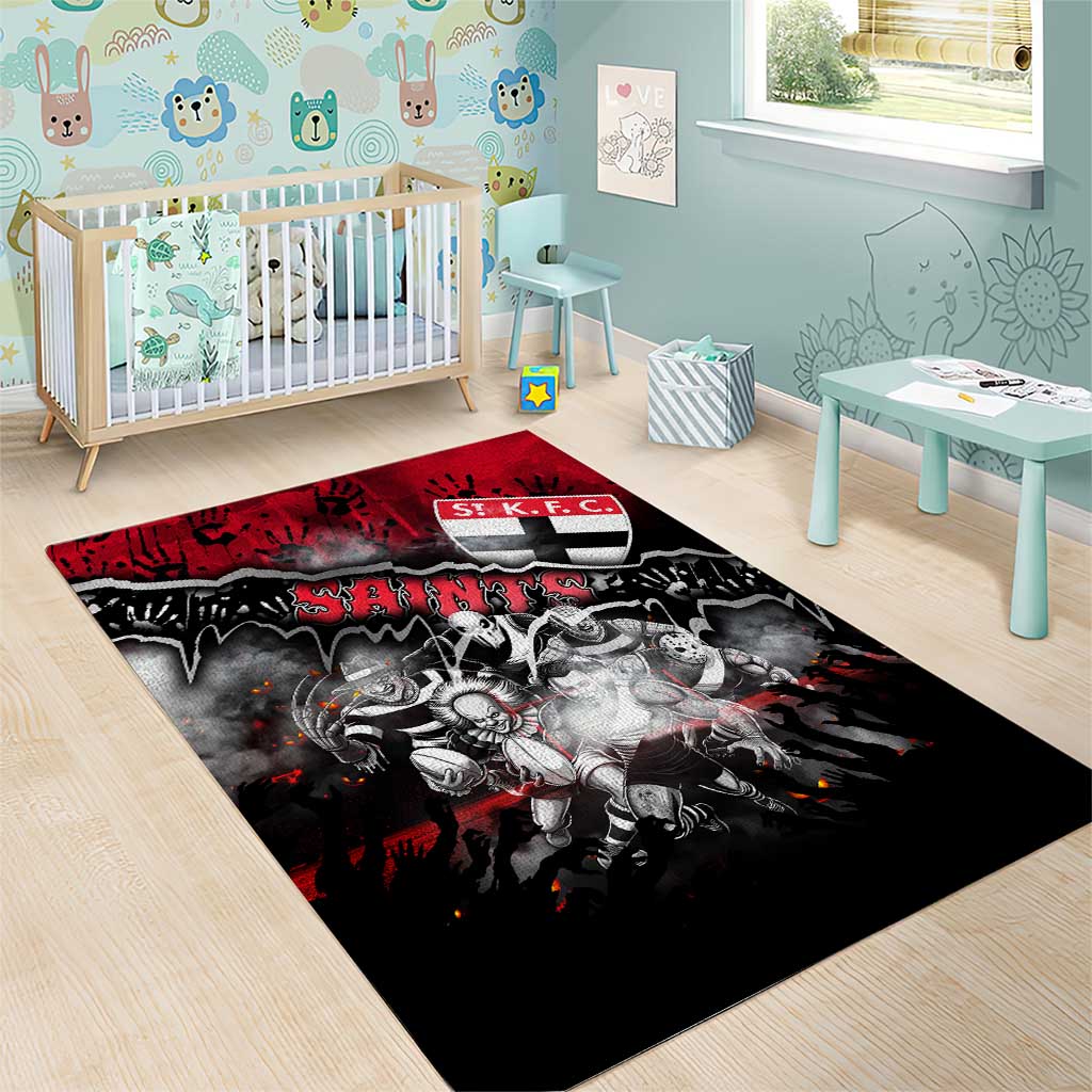 Step Into Horror Domain Saints Football Area Rug Halloween Horror Movie Characters - Aussie Hoodie
